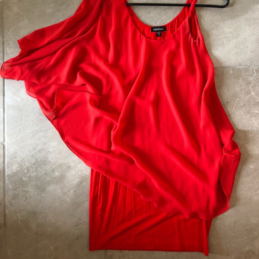 bebe orange/ coral dress